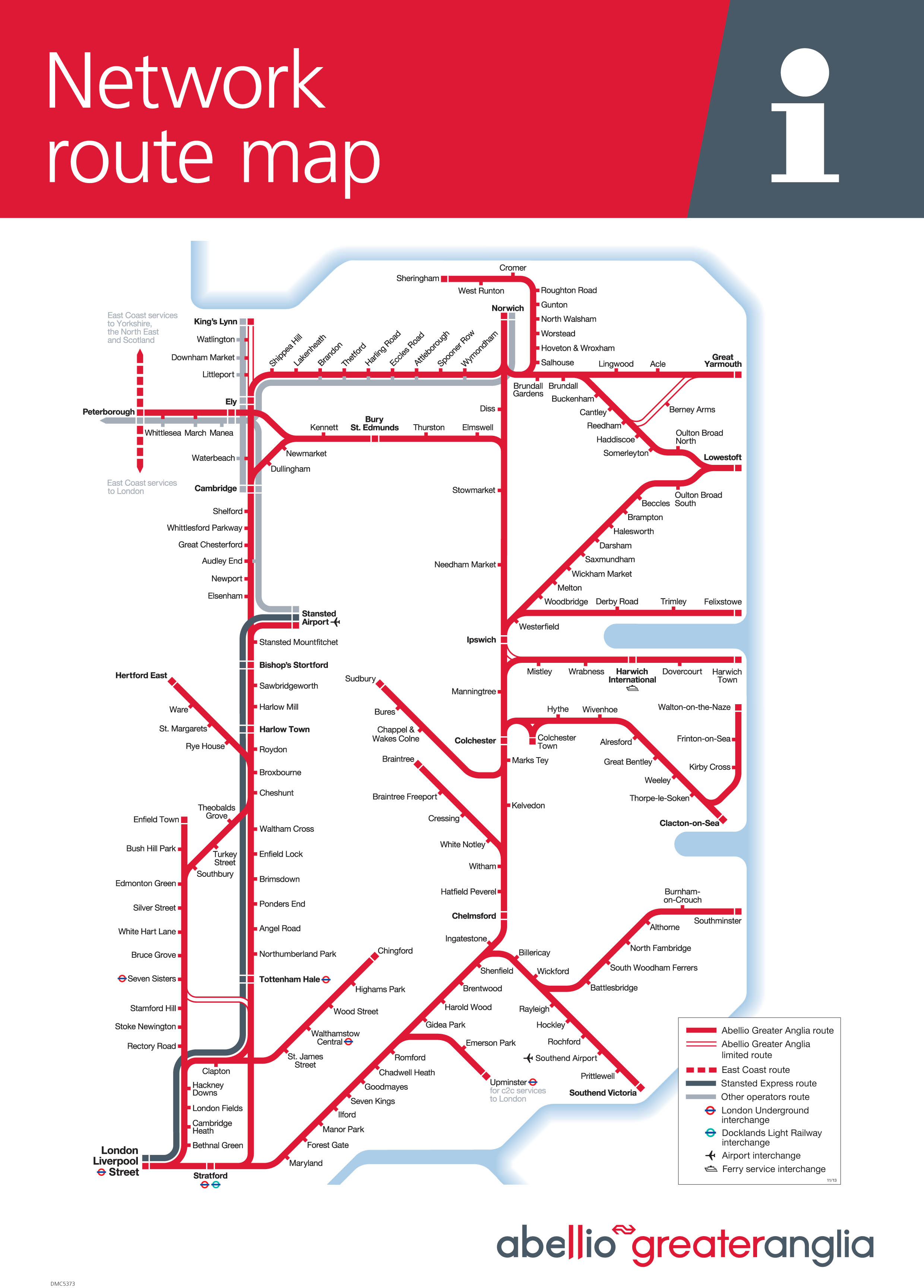 East Anglia Abellio, NatEx, One & Gt Eastern train / rail maps